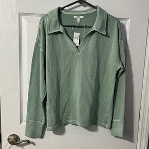 Maurice’s Sage Green Long Sleeve Polo sweat Shirt